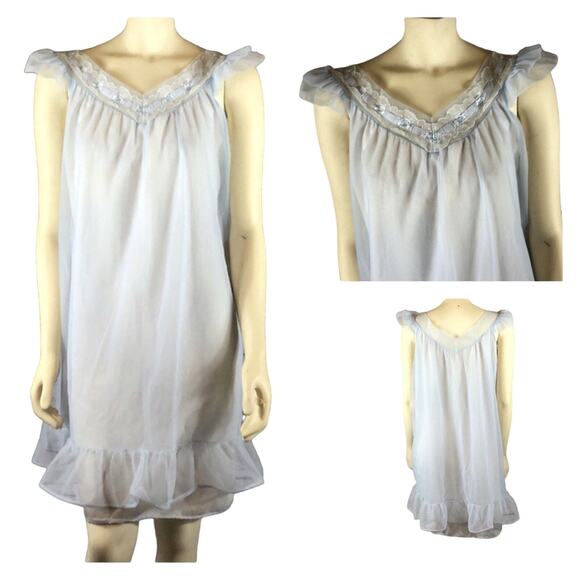 Vintage Glen Abbey nightgown made in Ireland baby blue size small - Picture 1 of 12